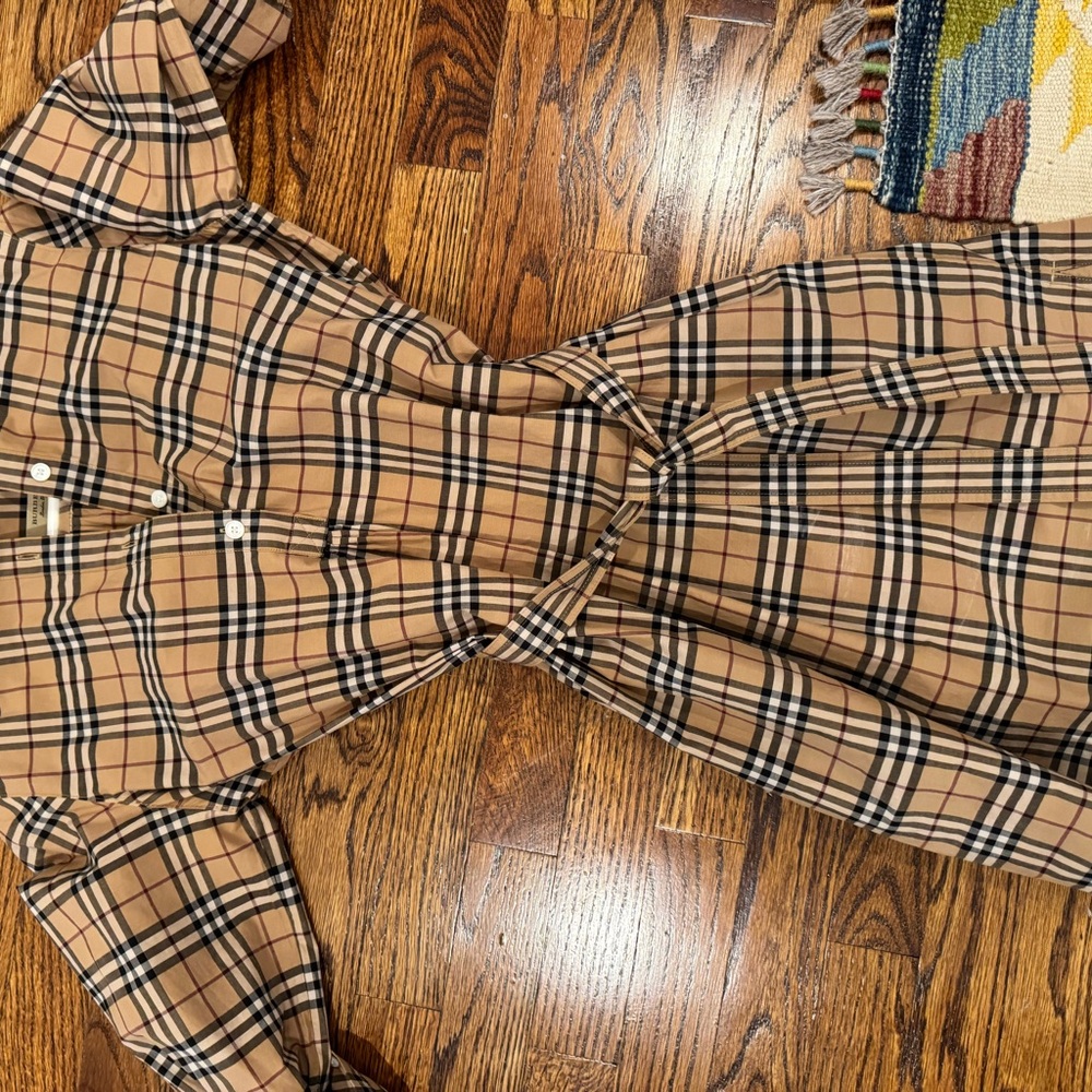 Burberry Beige and Black Checkered Shirt